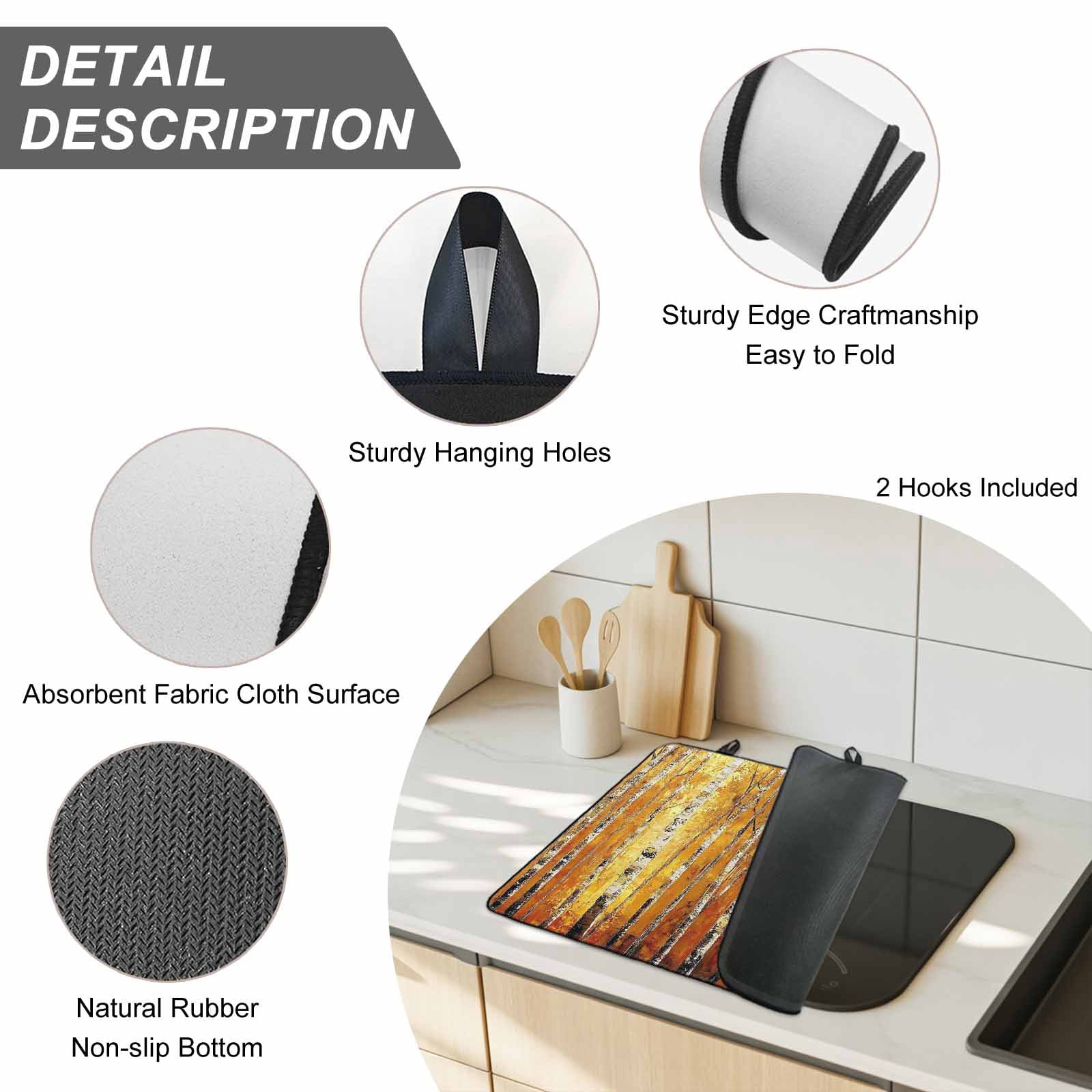 Autumn Branch Tree Stove Top Cover for Electric Stove, Heat-proof & Non Slip Glass Top Stove Cover Protector, Fall Yellow Forest Vintage Oil Painting Kitchen Flat Cooktop Rubber Mat 24x21 Inches