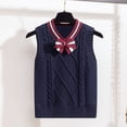 thumbnail image 2 of Baywell Kids Girls V Neck Knitted Sweater Vest with Bow Tie Toddler Sleeveless School Uniform Vest Children's Pullover Knitted Waistcoat, 2 of 4