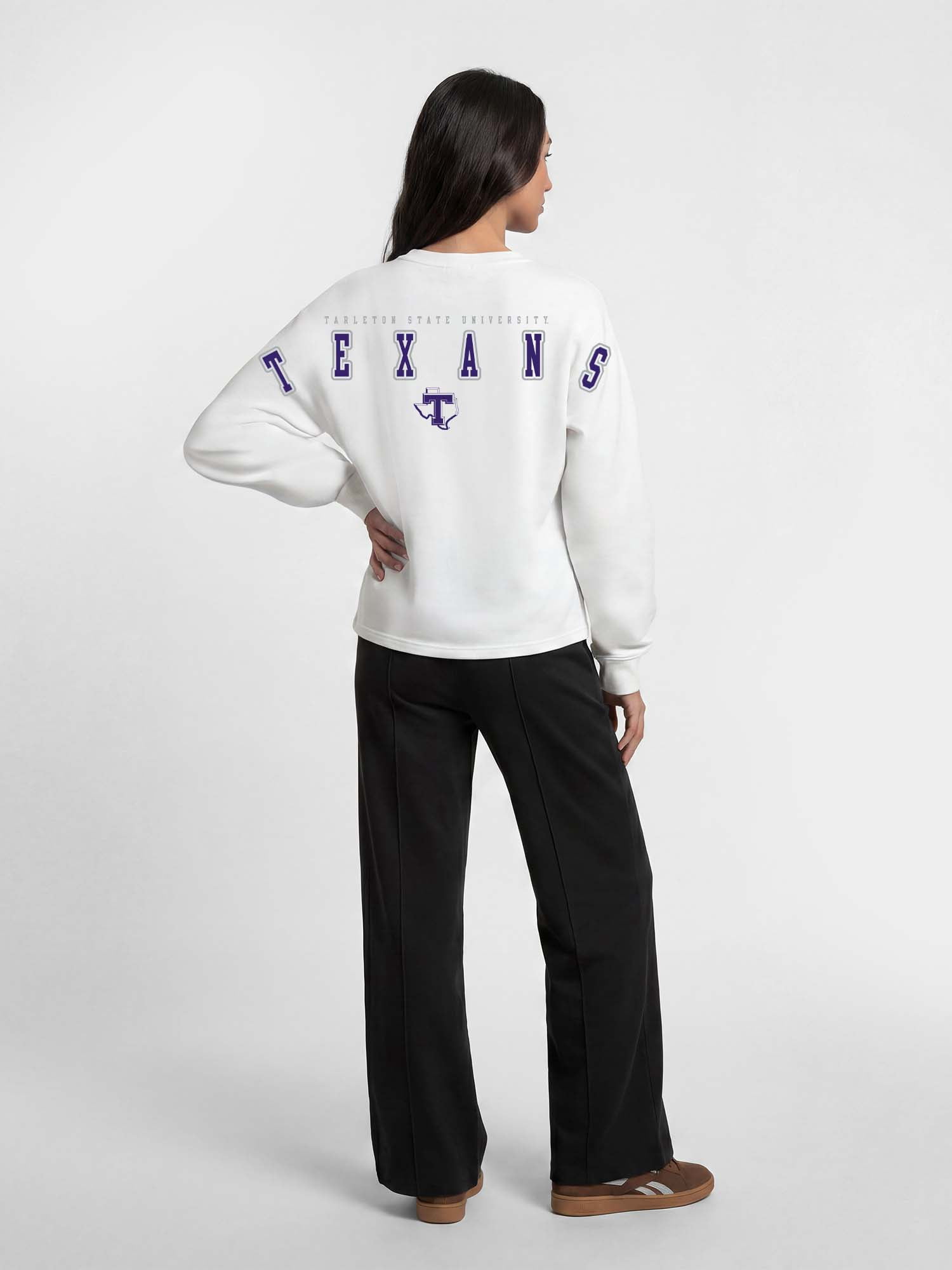 Tarleton State Texans Reebok Womens White Heavyweight Cotton Long Sleeve Pullover