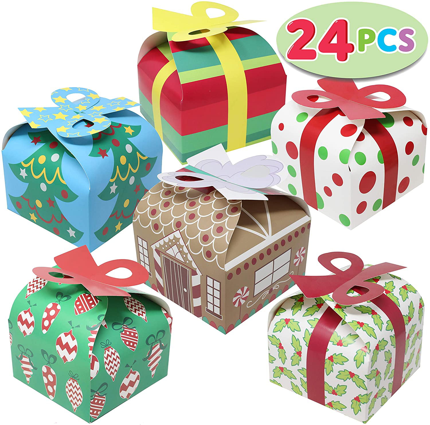 48x Xmas Christmas Gift Boxes Favour Present Wrapping Bag Candy Cookie Box Party 