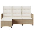 thumbnail image 3 of vidaXL Reclining Garden Sofa with Cushions L-shaped Beige Poly Rattan, 3 of 5