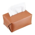 thumbnail image 1 of Cubierta de caja de pañ tissues con botón, soporte rectangular para mesa de baño (Marrón, 0.7 x 0.4 x 0.3 pulgadas), 1 of 7