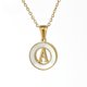 thumbnail image 2 of Collar de letras de acero inoxidable redondo con concha de oro de 18 quilates, anillo de acero de titanio de moda europea y americana, colgante de 26 letras para mujer, 2 of 6