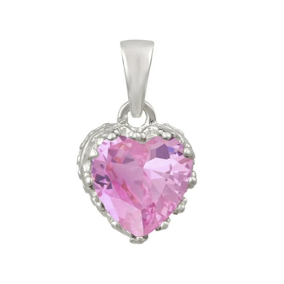 7 MM Heart Shape Natural Pink Cz 925 Sterling Silver Mother's Day Gift Pendant