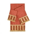 thumbnail image 4 of Sherry Kline  Queue Coral 3-piece Decorative Towel Set, Jacquard Fabric Band, brush fringe trim 1 Bath Hand & Tip Towel Red, 4 of 5