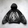 thumbnail image 2 of Sudadera con capucha de tendencia gótica retro negra para hombre y mujer, sudadera con estampado de ángel de estilo punk callejero Harajuku, ropa para parejas, 2 of 5