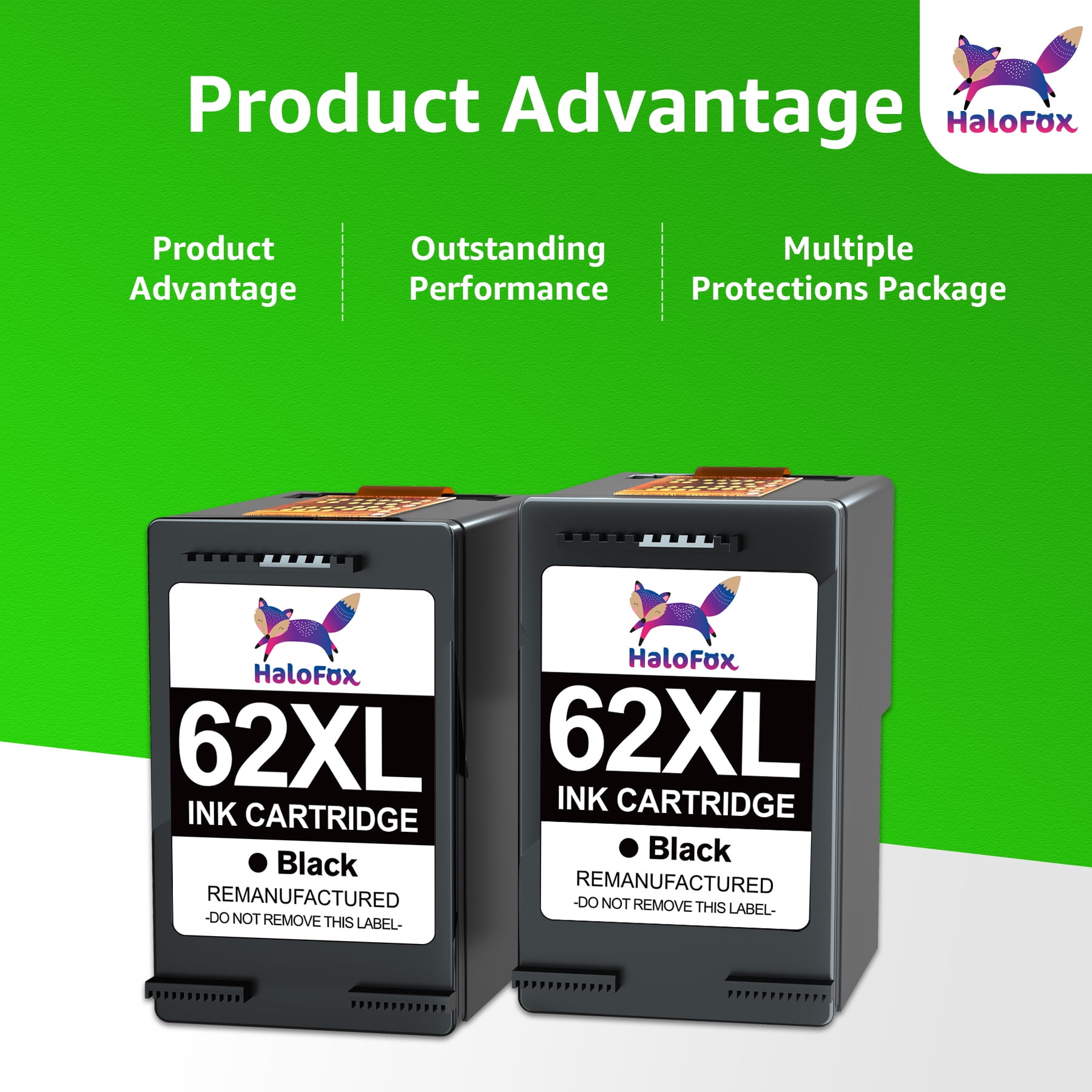 62XL Black Ink Cartridge Compatible for 62 Black Ink Cartridge Envy 5055 5540 5600 5660 7640
