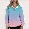 thumbnail image 3 of gbyLJF Women's Half Zip Hoodie Gradient Lapel Long Sleeve Pullover Sweatshirt Casual Quarter Zipper Hoodies, 3 of 5