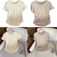 thumbnail image 2 of Womens Neck Crop Top Casual Slim Fitting Short Sleeve Tshirt Summers Short Top Blouses Streetwears Gifts, 2 of 9