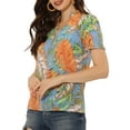 thumbnail image 4 of INSPIRE CHIC Women's Tops Short Sleeve V Neck Printed Blouse S Blue, 4 of 5