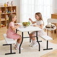 thumbnail image 4 of WASUHE 38" Outdoor Picnic Table Set, Heavy Duty All Weather Plastic Table Set for Small Spaces, Patio & Garden, Party, Compact, White, 4 of 11