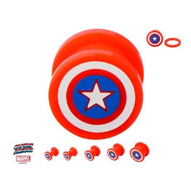 Marvel CPTAPU06-2PR Bouchons Acryliques avec Logo Capitaine America & 44; Rouge - 2g