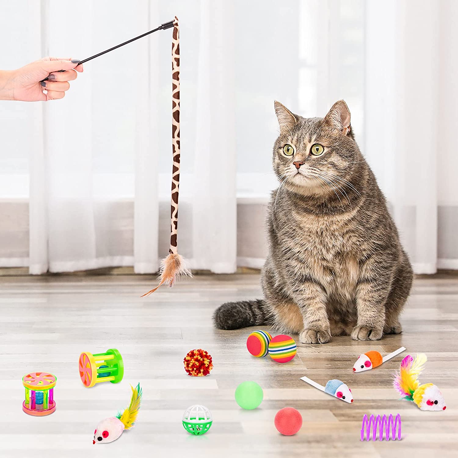 Tripumer 15-Piece Cat Toy Set with Tunnel and Interactive Toys photo 7