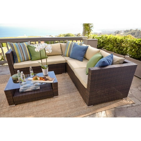 Incadozo Kessler 4 Piece Outdoor Wicker Sectional Sofa Set