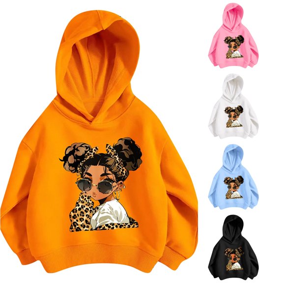 RMGVDSD Kids Graphic Hoodies for Girls Hooded Sweatshirt Autumn Winter Relaxed Fit Pullover Hoodie Top Lightweight Casual Cute Clothes Comfort Sweatshirt 4-5 Years