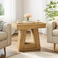 thumbnail image 3 of Tribesigns 24" Modern Side Table, 2-Tier Wooden End Table with Trapezoid Base, Small Nightstand for Living Room, Bedroom, Natural Wood Color (2), 3 of 5