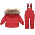 thumbnail image 5 of KAUOD Kids Puffer Snowsuits 2 Piece Front Pockets Ski Jackets Bib Pants Set Toddler Faux-F𝐮r Hood down Coats Snowpants Outfits, 5 of 8