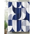 thumbnail image 2 of Dark Blue Circular Shower Curtain, Medieval Geometric Abstract Waterproof Shower Curtain Set with 12 Hooks Lightweight Washable Fabric Shower Curtains for Bathroom 72x72 Inches, 2 of 6