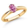 thumbnail image 2 of Gem Stone King 10K Yellow Gold Solitaire Engagement Ring Pink Oval Moissanite (0.46 Cttw), 2 of 4