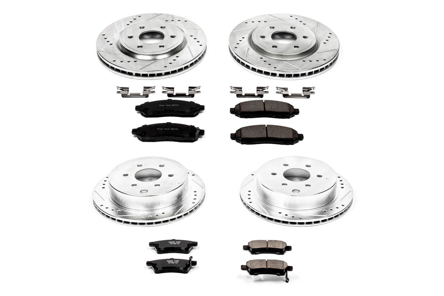 PowerStop Front and Rear Z23 Evolution Sport Carbon-Fiber Ceramic Brake Pad and Drilled & Slotted Rotor Kit Fits: NISSAN SUZUKI Select Models K4062