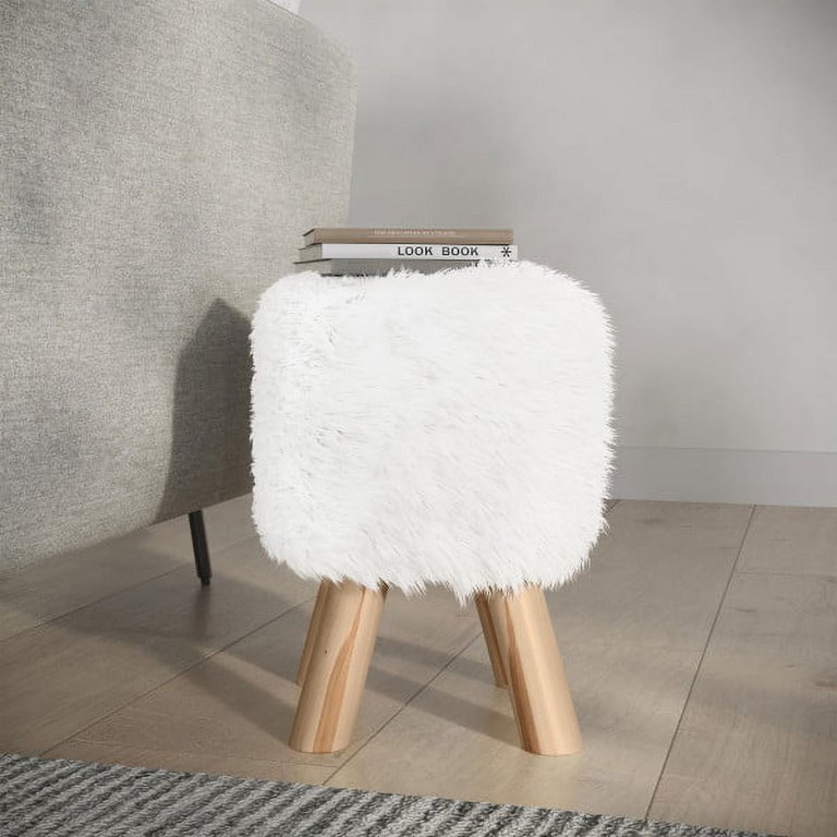 Parisloft Faux Fur Round Ottoman,Footrest Stool,Home Decorative Seat f –  ParisLoftHome