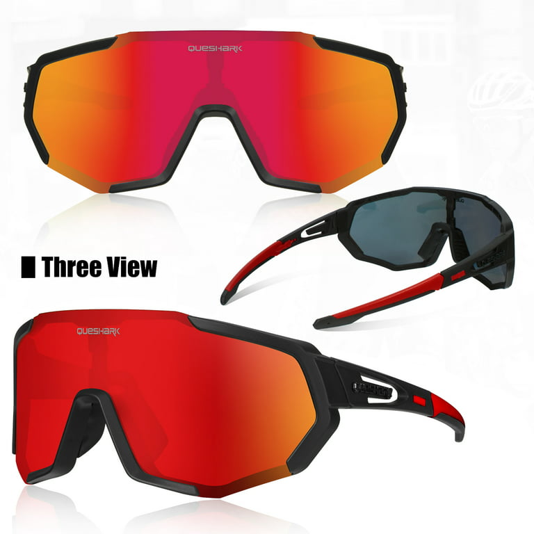 Queshark Polarized Sport Glasses Men Women UV400 Sunglasses For Volleyball Driving Fishing Running Hiking Cycling