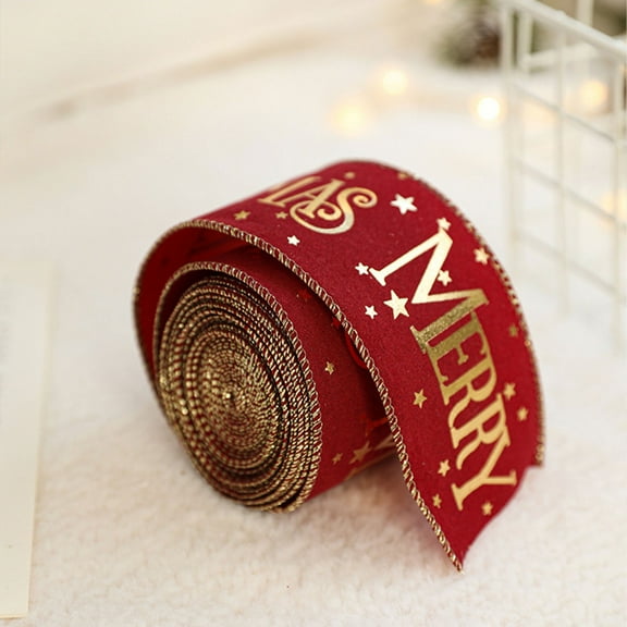 Christmas Ribbons, Christmas Ribbon for Gift Wrapping, "Merry Christmas" Print Ribbon Decor, Christmas Wrapping Ribbon, Xmas Ribbon for DIY Crafts & Holiday Decor