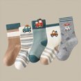 thumbnail image 2 of NOLDARES Toddler Kids Mid Calf Cotton Socks, Stain-Resistant Breathable for Boys Girls All-Season School & Play 5-Pairs, 2 of 5