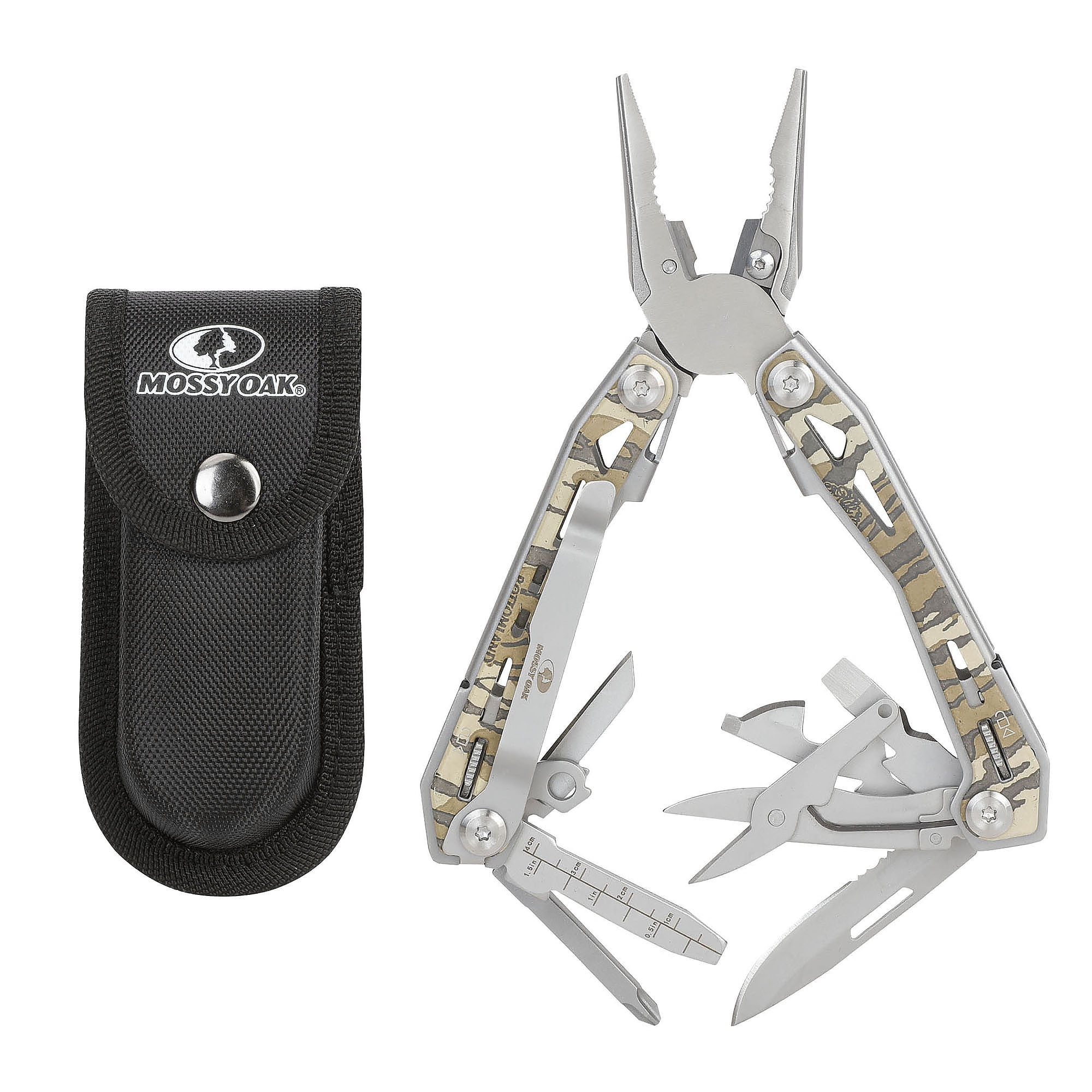 SHALL Multitool Tang 18-in-1, Roestvrij Stalen Multi-Tool Zakmes met Schroevendraaierbits & Universele Dopsleutel, Zelfsluitend Multifunctioneel Gereedschap met Etui voor Kamperen, Vissen, Jagen