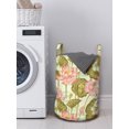 thumbnail image 3 of East Laundry Bag, Exotic Foliage with Butterflies Watercolor Brush Stroke Effect Vintage, Hamper Basket with Handles Drawstring Closure for Laundromats, 13" x 19", Pale Green Olive, by Ambesonne, 3 of 4