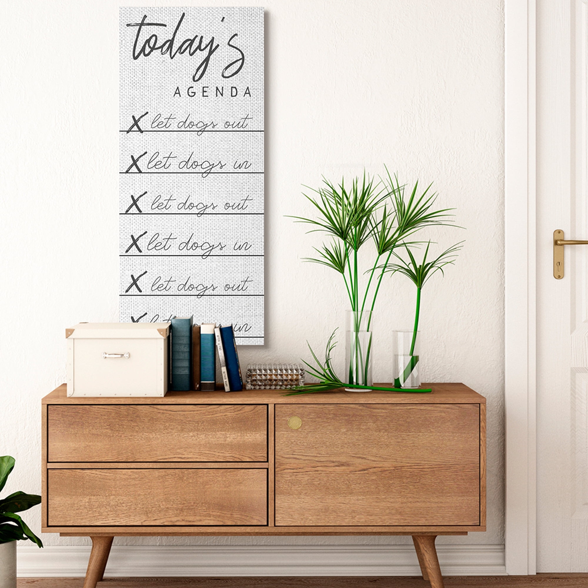 Stupell Industries Today's Agenda Taking Dog Out Funny Checklist Canvas Wall Art, 20 x 48, Design by Daphne Polselli