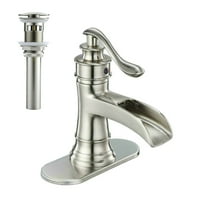 Zovajonia  Brushed Nickel Waterfall Bathroom Sink Vanity Faucet Single Handle Taps