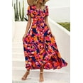 thumbnail image 4 of PRETTYGARDEN Women's Summer Wrap Maxi Dress Casual Boho Floral V Neck Short Sleeve Ruffle Hem Split Beach Long Dresses, 4 of 8