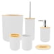 thumbnail image 2 of Juego completo de 6 jaboneras blancas, soporte para cepillos de dientes, taza y botella de loción para artículos esenciales del hogar para el baño, 2 of 8
