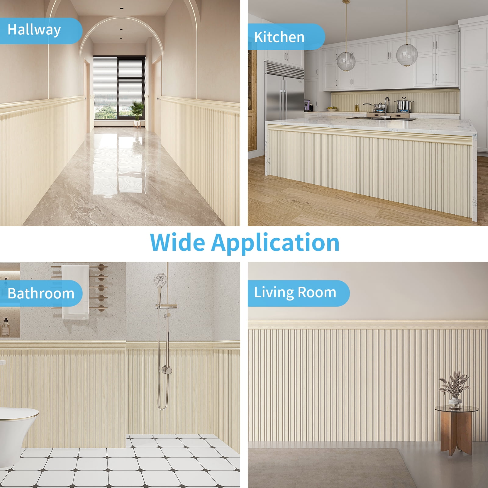 Art3dwallpanel DIY Board & Batten Wall Kit - 9.84" W x 37.8" L Polystyrene Wainscoting Panels for Instant Room Makeover,Easy Installayion,, 31 Sq Ft/Box