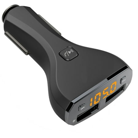 New Free Car Charger Wireless In-Car Bluetooth FM Transmitter Radio Adapter Car Kit with USB Car Charger And Hands Free Calling, Small Size Fast Charger ()