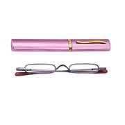 ZUVGEES Easy Carry Mini Compact Slim Reading GlassesLightweight Portable Readers with w/Pen Clip Tube Case (Purple, 1.75)