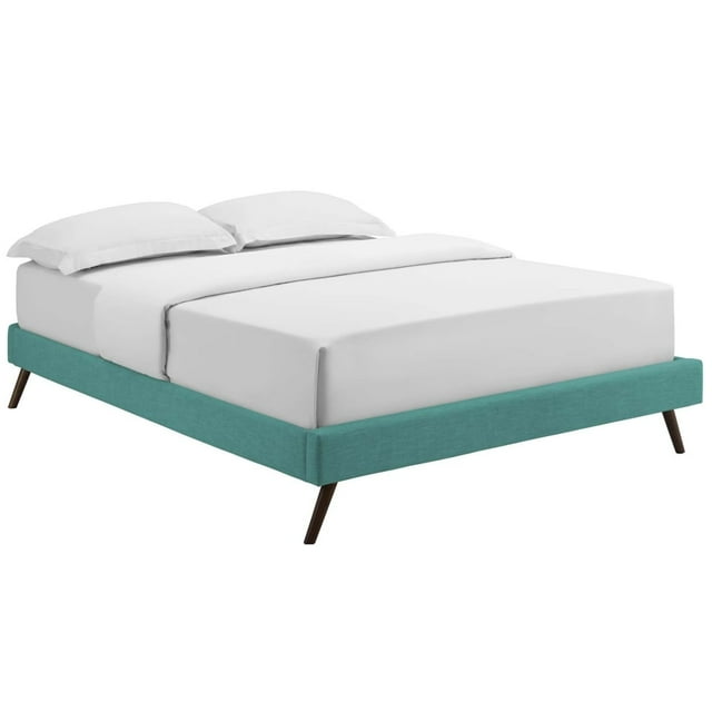 Modway Loryn Grand Lit Cadre de Lit en Tissu Polyester avec Pattes Rondes Évasées, Turquoise