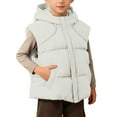 thumbnail image 2 of IVEYRTF Childrens Sleeveless Hooded Vests Jacket Warm Fleece Lined Casual Outerwear for Kids Boys Girls Solid Color Pullover Top Coats Cold Weather Apparel(Gray#1,9 Years), 2 of 7