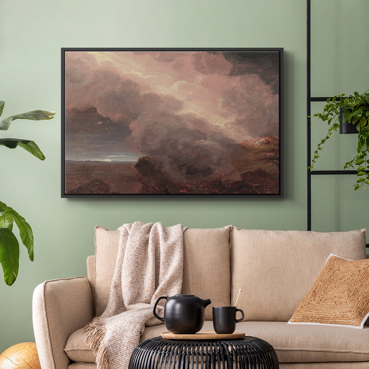 Vintage Landscape-CCCLXX By Wexford Home Framed in Black Wood Gallery Wrapped Canvas 27 in. x 41 in.