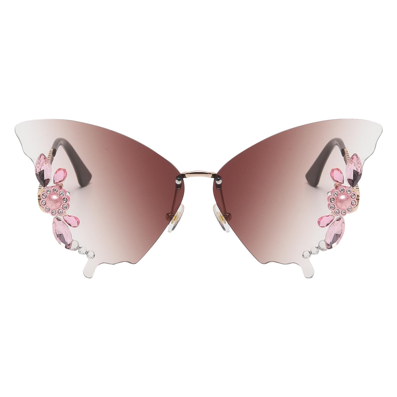 Qisiwole Women's Butterfly Rimless Sunglasses