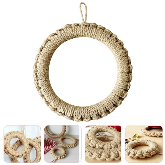 LEORX Kitchen Heat Resistant Mat 1 Set Khaki Linen Wood Heat Insulation Protective Wedding Decoration