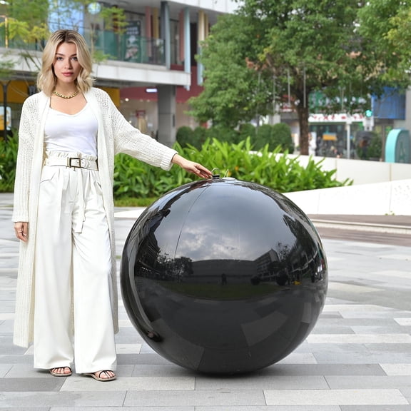 Yescom 39" Big Shiny Inflatable Mirror Ball Giant Reusable PVC Balloon for Large Disco Party Wedding Event Stage Decoration Black