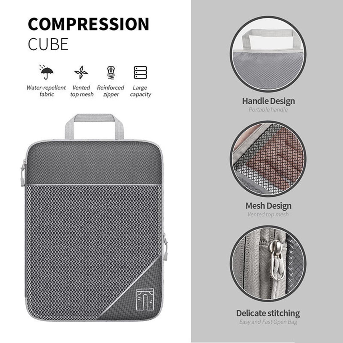 AUXDIQ 6 PCS Compression Packing Cubes Travel Luggage Organizer Bags Set Packing Organizers Compression Suitcase Bag Travel Essential Bag
