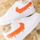 thumbnail image 3 of Air Force 1 Custom White Shoes Orange Drip Swoosh Tangerine Mens Womens Kids S, 3 of 6