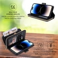 thumbnail image 6 of For Samsung Galaxy A37 5G Wallet Phone Case With 9 Card Holder Zipper Pocket, Magnetic Closure Premium PU Leather Flip Case With Wrist Strap,Black,For Galaxy A37 5G, 6 of 10