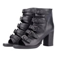 thumbnail image 3 of YDN Fashion Women's Open Peep Toe Sandal Boots High Chunky Block Heels Multiple Buckle Strao and Back Zipper Ankle Booties Dressy Casual Cutout Shoes Size 10.5 Black, 3 of 5