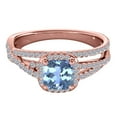 thumbnail image 2 of Aonejewelry 0.90 Ct. Ttw Diamond and Cushion Shaped Blue Topaz Ring in 10K Rose Gold, 2 of 4