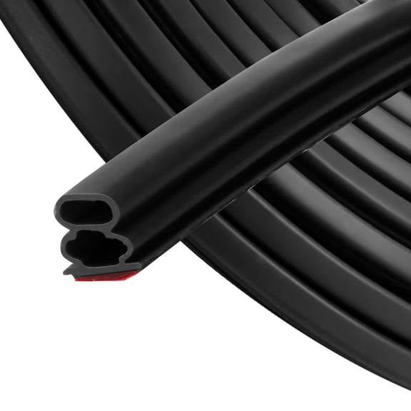 Door Weather Stripping Seal Strip - Self-Adhesive Rubber Soundproofing Weatherstrip for Door Frame, Windows -Insulation & Dust Proof Easy Cut to Size (Black, 20FT)