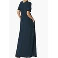 thumbnail image 4 of TheMogan Women's S~3X Soft Jersey Oversized V-Neck Short Sleeve Maxi Dress W Pocket, 4 of 6